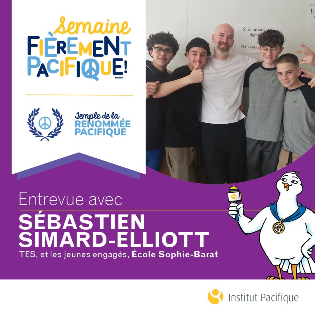 Sébastien Simard-Elliott, technicien en éducation spécialisée et élèves de l’école Sophie-Barat